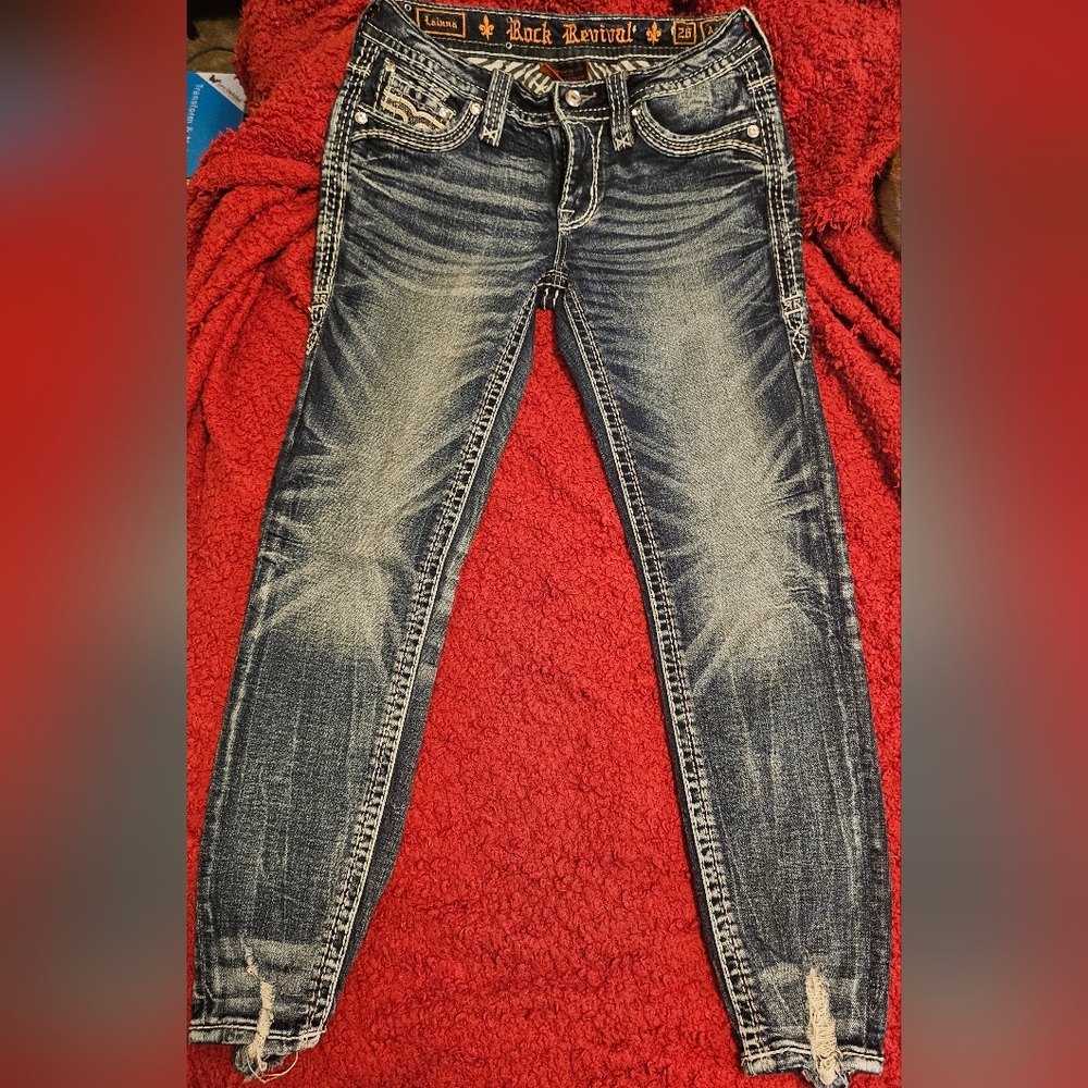 Rock Revival Women's Distressed Blue Skinny Jeans